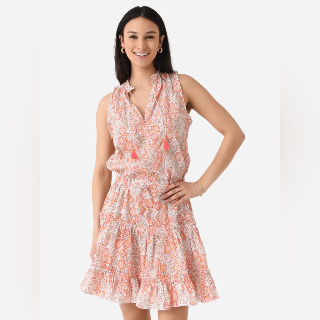 Poupette St Barth Clara Mini Dress Pink Ceramique Tassel Ruffle Large New